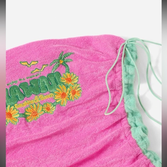 Tops Hawaii Tube Top Y2k Paris Hilton Embroidered Sexy Cute Bimbo